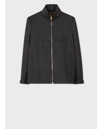 Paul Smith Grey Mini Houndstooth Wool Zip Jacket Black