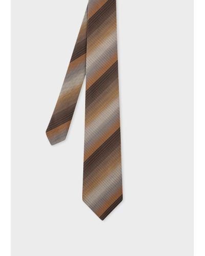 Paul Smith Brown Silk Ombre Stripe Tie - Natural