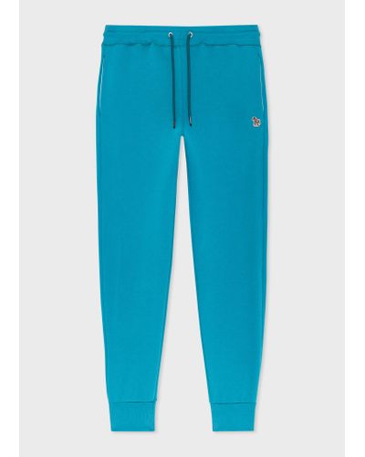 PS by Paul Smith Slim-fit Teal Organic Cotton Zebra Logo Joggers Blue