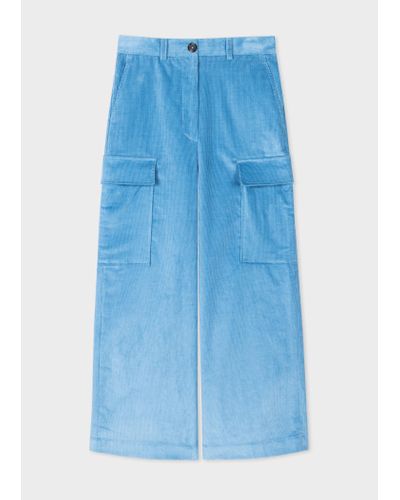 PS by Paul Smith Sky Blue Cord Cargo Trousers
