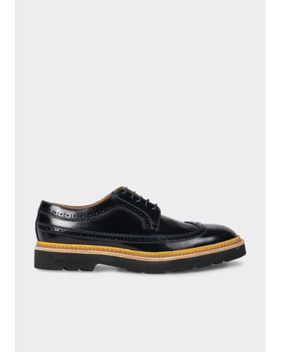 Paul Smith Navy High-shine Leather 'count' Brogues Blue - Black