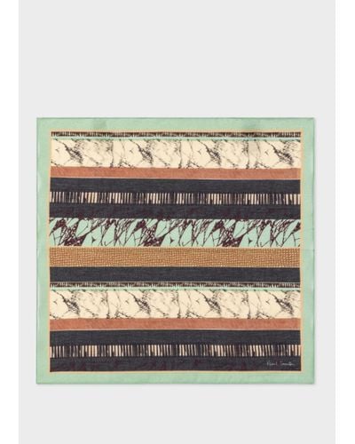 Paul Smith Cotton 'assembled Stripe' Pocket Square - Grey