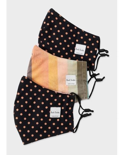 Paul Smith 'artist Stripe' And Black Polka Dot Print Face Coverings Three Pack Multicolour