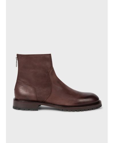 PS by Paul Smith Chocolate Leather 'falk' Boots Brown