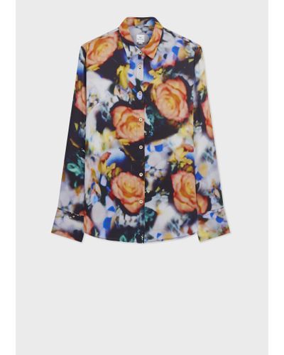 PS by Paul Smith 'instant Rose' Print Shirt Black - Blue
