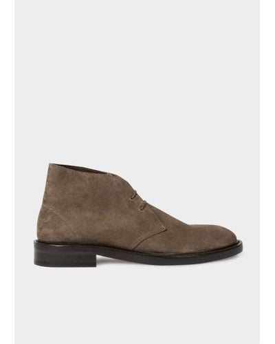 Paul Smith Khaki Suede 'kew' Boots Brown