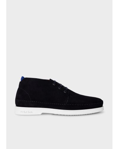 PS by Paul Smith Navy Suede 'crane' Boots Blue