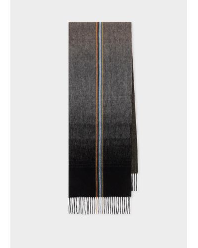 Paul Smith Charcoal Cashmere-blend Gradient Stripe Scarf - Grey