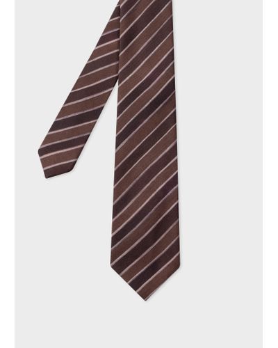 Paul Smith Men Tie Painted Stripe - Brown