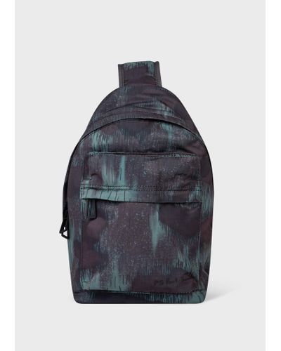 PS by Paul Smith Camo Ripstop Sling Backpack - Blue
