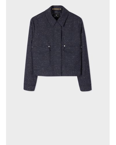 PS by Paul Smith Navy Jersey Cropped Chore Jacket Blue