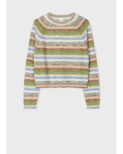 Paul Smith Green Space Dye Crew Neck Jumper Multicolour