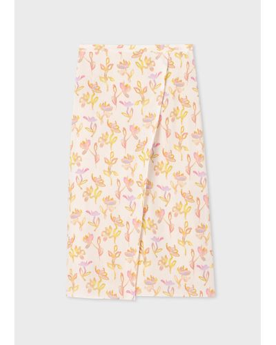 PS by Paul Smith Ecru 'oleander' Wrap Midi Skirt White - Natural