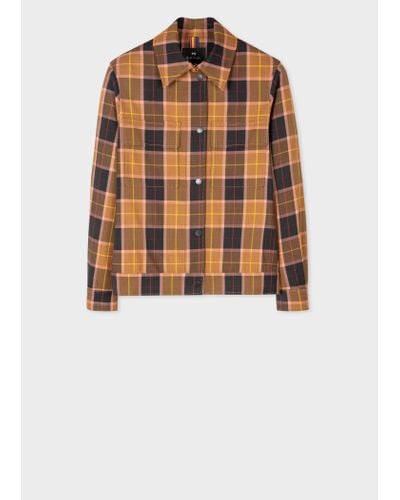 PS by Paul Smith Tan And Black Check Chore Jacket Brown