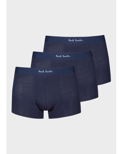 Paul Smith Navy Organic Cotton Low-rise Boxer Briefs Three Pack Blue