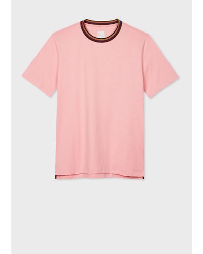 Paul Smith Light Pink 'artist Stripe' Collar T-shirt
