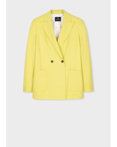 PS by Paul Smith Yellow Wool-hopsack Double-breasted Blazer Green