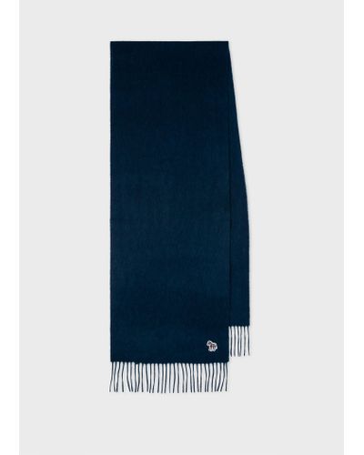 PS by Paul Smith Navy Lambswool Zebra Scarf Blue