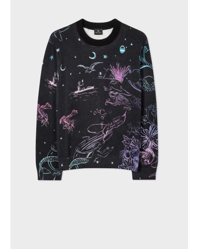 PS by Paul Smith Black 'sea Tales' Crew Neck Jumper Blue