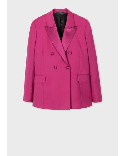 Paul Smith Magenta Wool-mohair Double Breasted Jacket - Pink