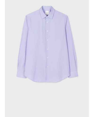 Paul Smith Tailored-fit Blue Cotton 'artist Stripe' Cuff Shirt - Purple