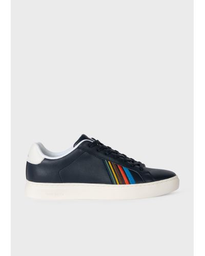PS by Paul Smith Navy Leather 'sports Stripe' 'rex' Trainers Blue