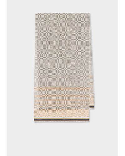 Paul Smith Beige 'optical' Cotton-blend Scarf - Natural