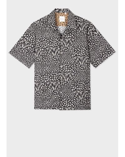 Paul Smith Black 'digital Daisy' Cotton-lyocell Shirt - Grey