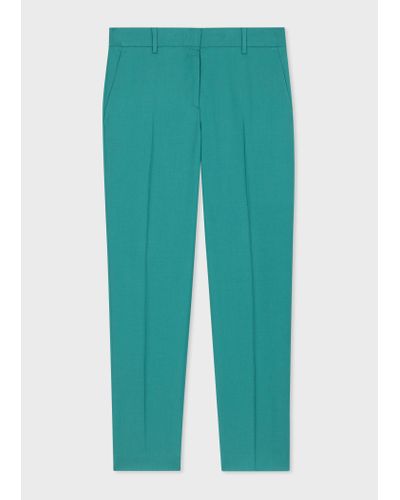 Paul Smith A Suit To Travel In - Light Teal Wool Tapered-fit Trousers Green