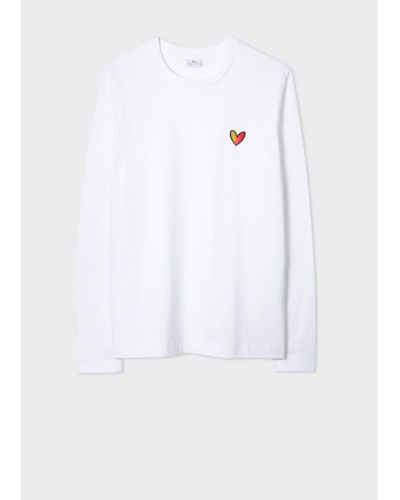 PS by Paul Smith White 'swirl Heart' Cotton Long-sleeve T-shirt