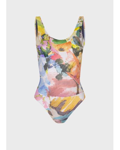 Paul Smith 'floral Collage' Swimsuit - White