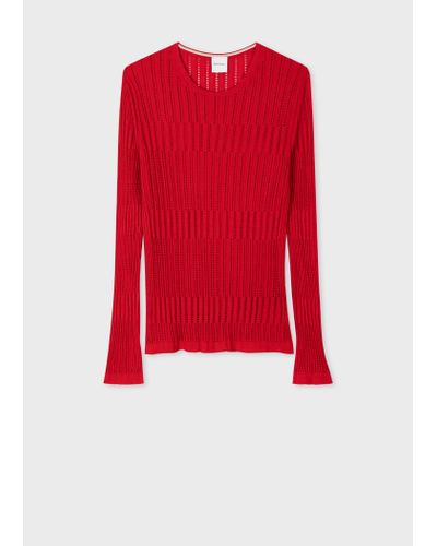 Paul Smith Red Knitted Long Sleeve Top