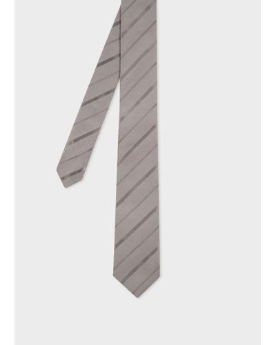 Paul Smith Grey Textured-stripe Cotton-silk Tie - White