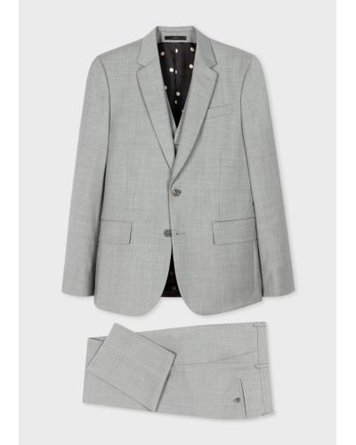 Paul Smith The Soho - Tailored-fit Grey Overdyed Melange Wool Three-piece Suit Green