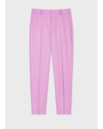 PS by Paul Smith Tapered-fit Dusky Pink Wool-hopsack Trousers Purple