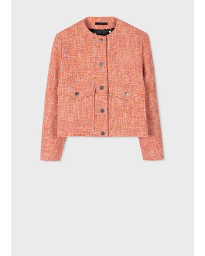 Paul Smith Orange Tweed Cocoon Jacket - Pink