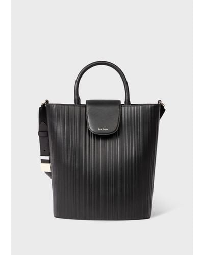 Paul Smith Women's Dark Brown 'shadow Stripe' Leather Bucket Bag - Black