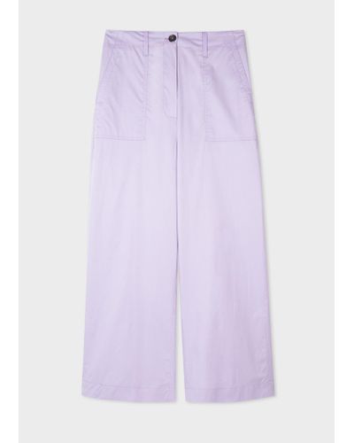 PS by Paul Smith Lilac Paper Cotton Cargo Trousers Purple