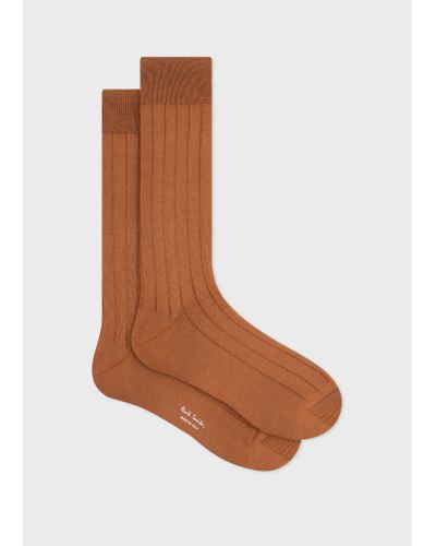 Paul Smith Tan Cotton-blend Ribbed Socks - Brown