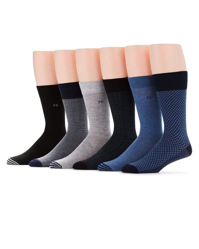 Perry Ellis Synthetic 6 Pack Casual Socks in Black for Men - Lyst