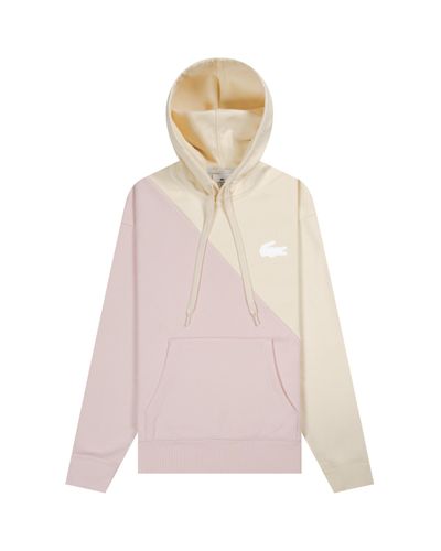 Lacoste 'hooded Bicolour' Fleece Sweatshirt in Pink for Men - Lyst