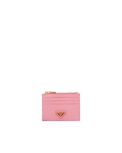 prada saffiano leather card holder alabaster pink
