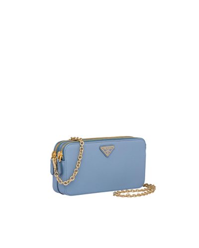 Prada Saffiano Leather Mini Shoulder Bag in Blue - Lyst