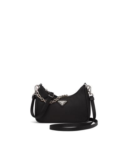 Prada Synthetic Re-edition Nylon Mini Shoulder Bag in Black | Lyst