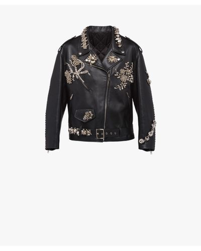 studded embroidered leather jacket