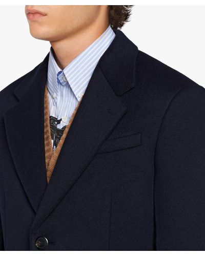 Prada Cashmere Coat in Blue for Men - Lyst
