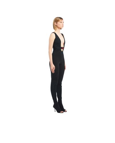 Prada Technical Nylon Jumpsuit in Black | Lyst