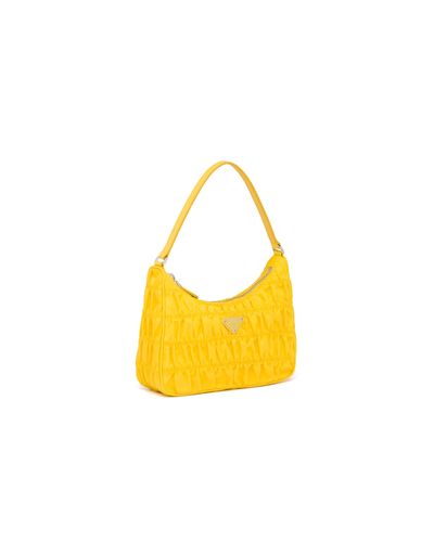 Prada Nylon And Saffiano Leather Mini Bag in Yellow | Lyst