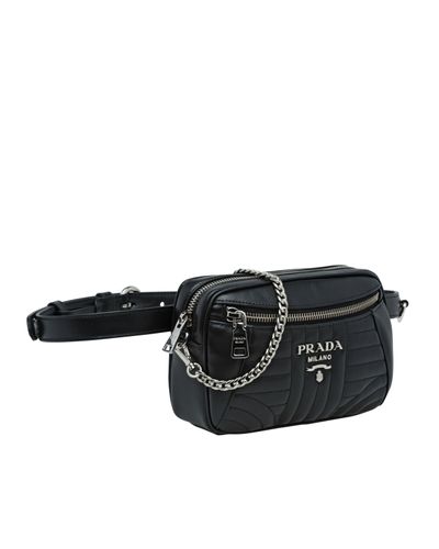 Prada Diagramme Leather Belt Bag in Black | Lyst
