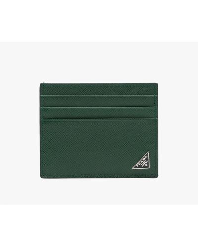 Prada Saffiano Leather Card Holder in Green for Men | Lyst